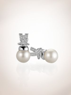 City Bright Collection - Pave X Pearl Earrings