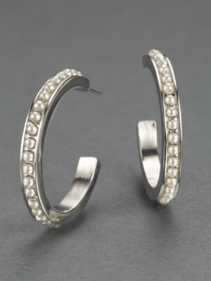 City Bright Faux Pearl Hoop Earrings