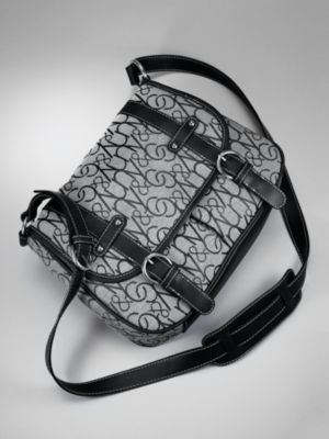Uptown Signature Double Buckle Messenger  - Walnut, Black