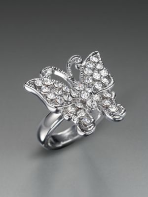 City Brights Pave Rhinestone Butterfly Ring
