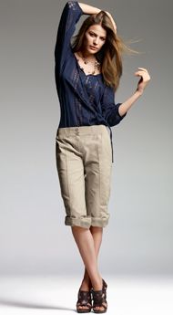 New York & Company: The Poplin Knit Waistband Crop :  blouse knit capri crop
