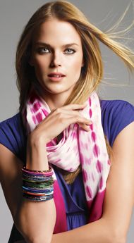 New York & Company: Scarves & Stackable Bracelets :  tie dye scard tie dye scarf
