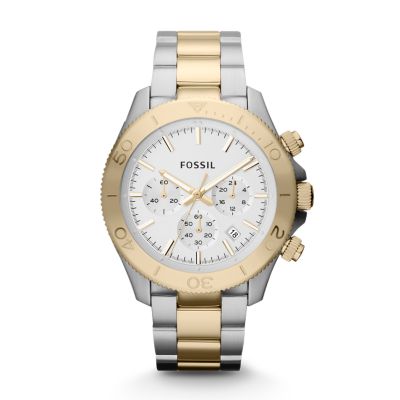 Fossil Retro Traveler Stainless Steel Watch Two-tone | Quadeo