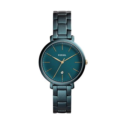 upc 796483396968 - fossil jacqueline three-hand date teal green