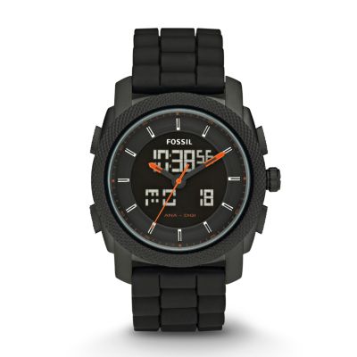 NEW Fossil Machine Silicone Watch   Black with Orange FS4628  