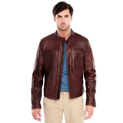 Jake Leather Jacket Color: Brown | Quadeo