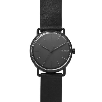 Falster Automatic Black Leather Watch | SKAGEN® | Free Shipping